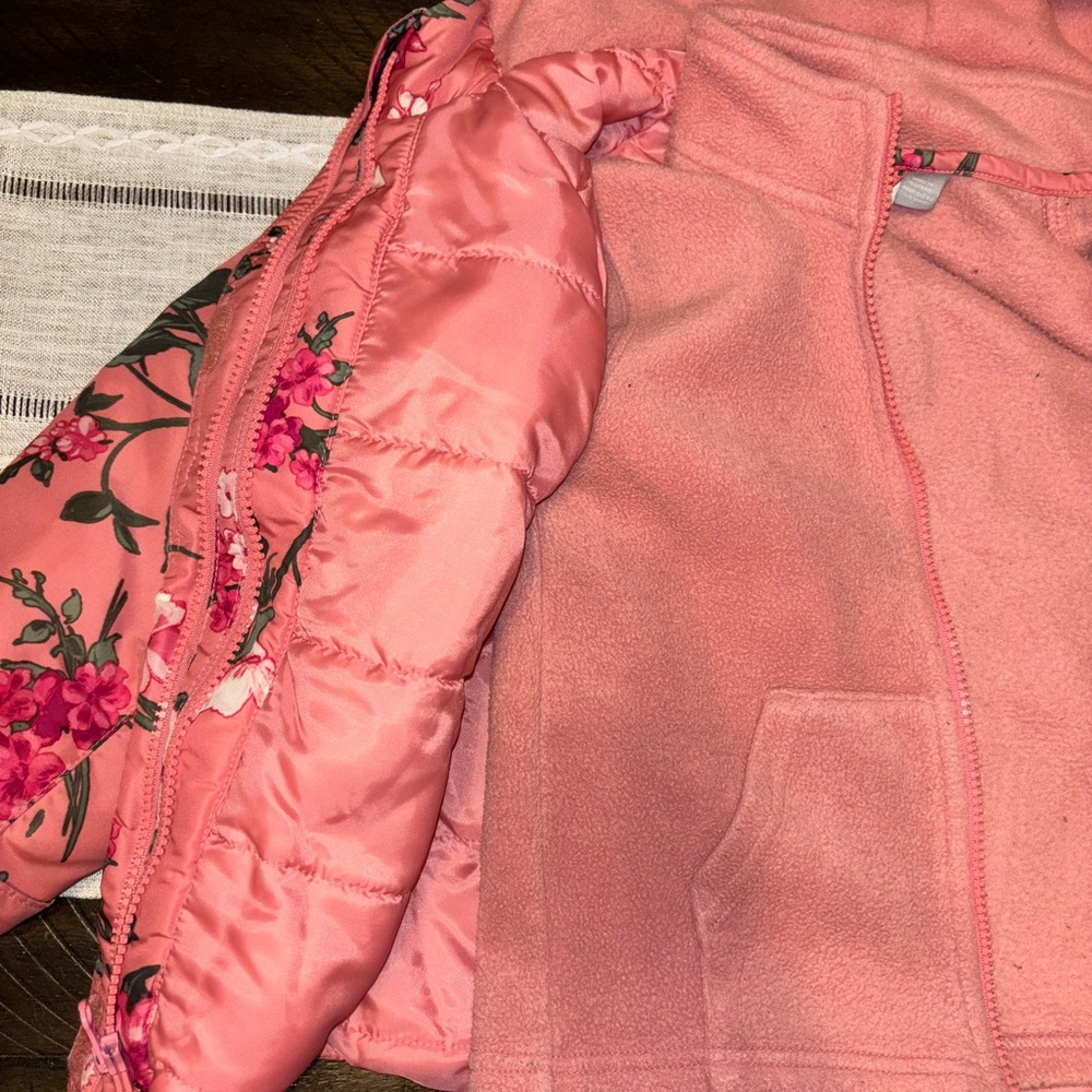 The Childrens Place 3 in 1 Floral Pink Kids Jacket - Picture 4 of 5